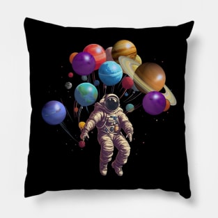 Astronaut with Balloon Planets Pillow