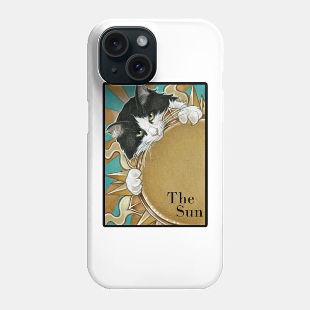 Cats Love The Sunshine - Black Outlined Version - "The Sun" Phone Case by Nat Ewert Art