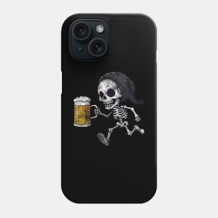 Funny Kawaii Vintage Halloween Skeleton with Beer Phone Case