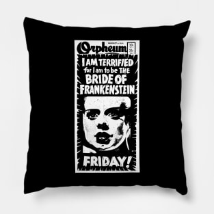 The Bride of Frankenstein ∆ Vintage Horror Fan Pillow