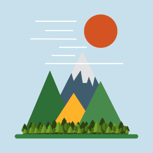 Sun and mountains minimalist geometric art T-Shirt