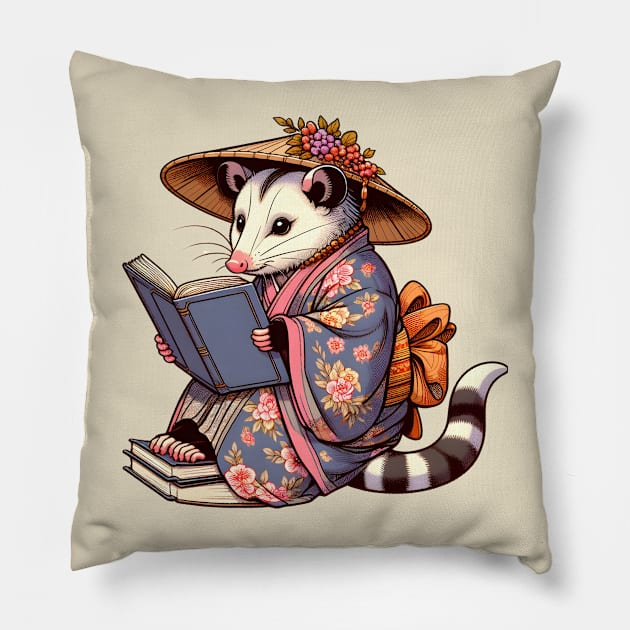 Reading possum Pillow by Japanese Fever