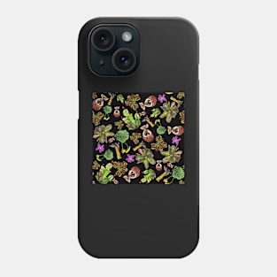  Carnivorous plants black background Phone Case