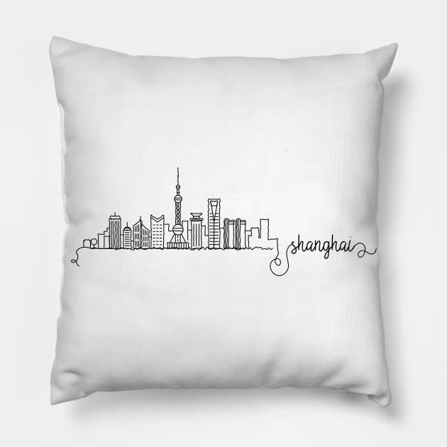 Shanghai City Signature Pillow by kursatunsal