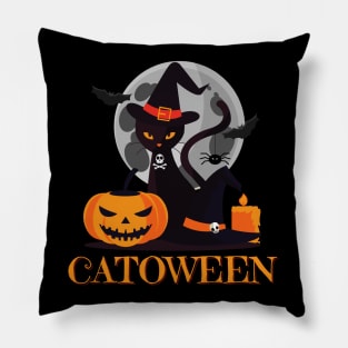 Catoween, cat halloween, happy halloween, cat lovers Pillow