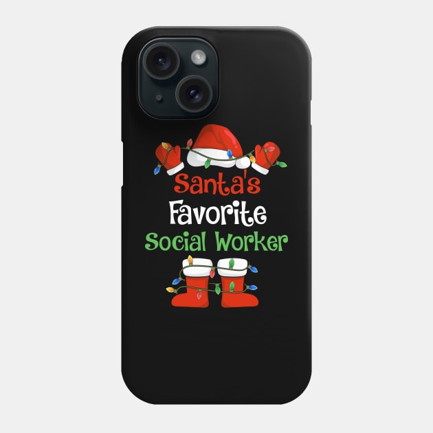 Santa's Favorite Social Worker Funny Christmas Pajamas Phone Case by cloverbozic2259lda