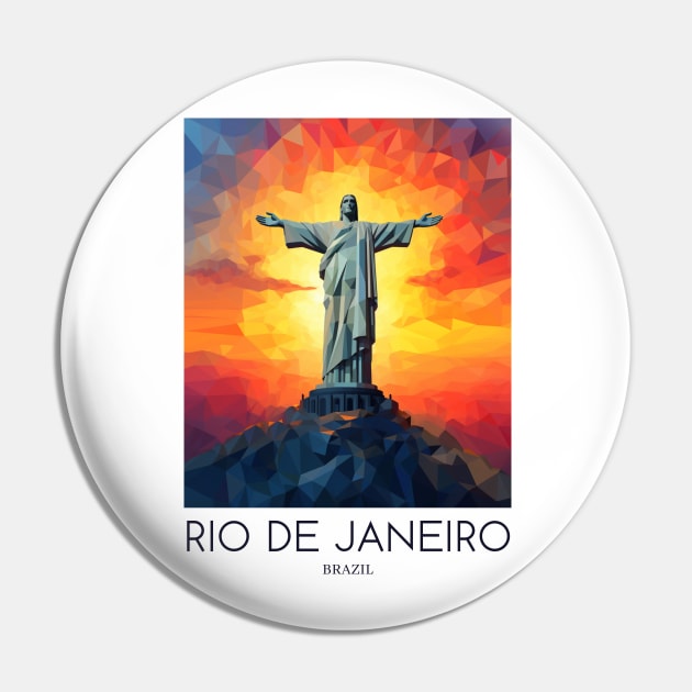 A Pop Art Travel Print of Rio de Janeiro - Brazil Pin by Studio Red Koala