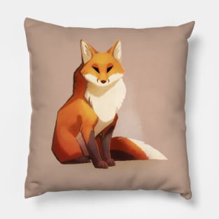 Waiting - stylized minimalistic fox painting Pillow