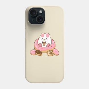 Bunny loves Coffee and Donuts cream Phone Case