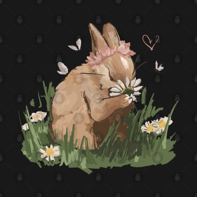 Rabbit and flowers by niaarts