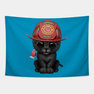 Cute Black Kitten Firefighter Tapestry