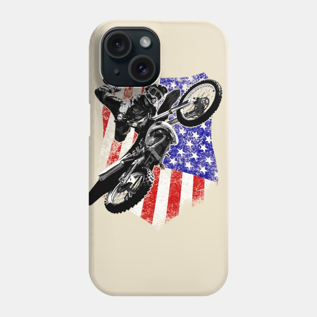 Motocross Dirt Bike American Flag Phone Case by Styleuniversal