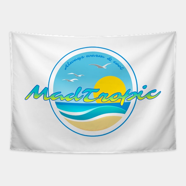 beach wave logo Tapestry by MadTropic