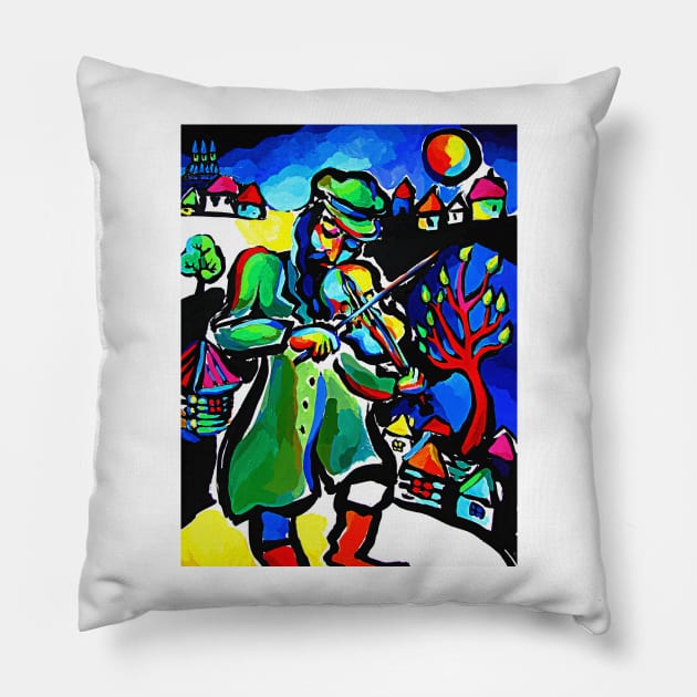 Fiddler and Tree Pillow by Avrilh
