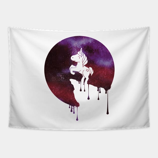 Sweet Unicorn Fullmoon Watercolor Galaxy Universe Stardust Milkstreet Stars Gift Tapestry by Cheesybee