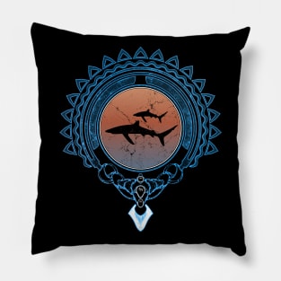 Blue Sharks Polynesia Pillow