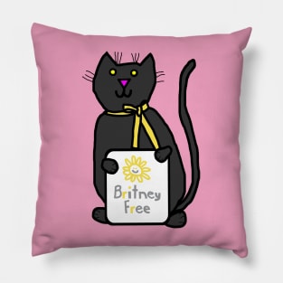 Free Britney Cute Cat with Britney Free Sign Pillow