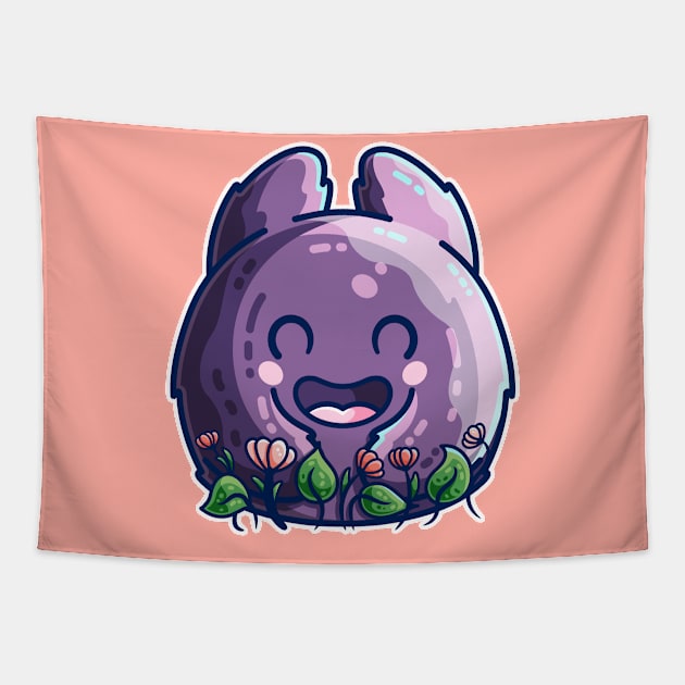 Cute Friendly Monster and Flowers Tapestry by freeves