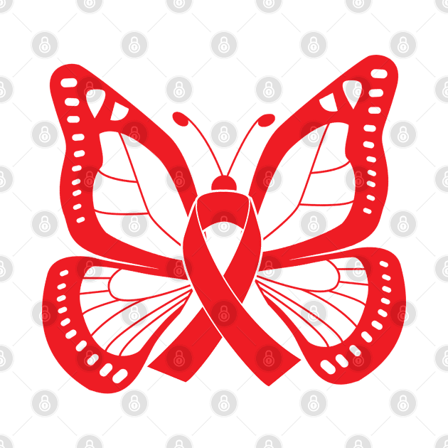 Red Butterfly Awareness Ribbon by FanaticTee