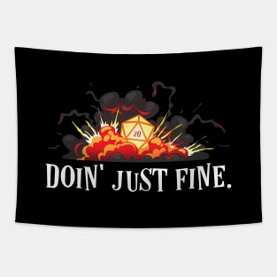 Doin Just Fine Dark Humor D20 Dice Critical Hit Tapestry