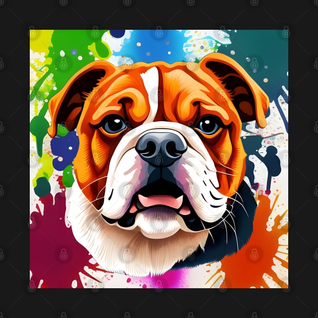 British Bulldog Splash Art Style Portrait by Ameiva