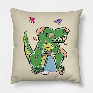 Potter Pottery Tyrannosaurus Dinosaur Dino Cartoon Cute Character Pillow