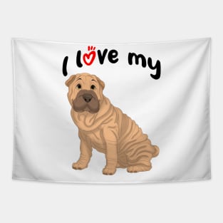 I Love My Fawn Shar-Pei Dog Tapestry