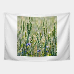 Cornflowers in a wheat field Tapestry