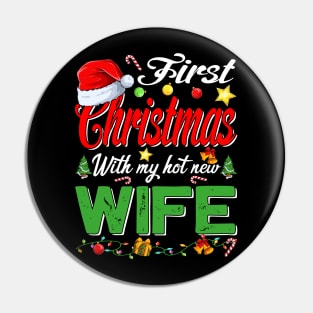 First Christmas With My Hot New Wife Santa Hat Pajama Xmas Pin
