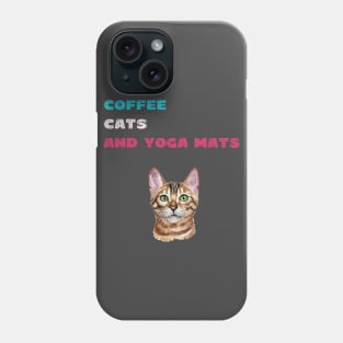 Coffee cats and yoga mats funny yoga and cat drawing Phone Case