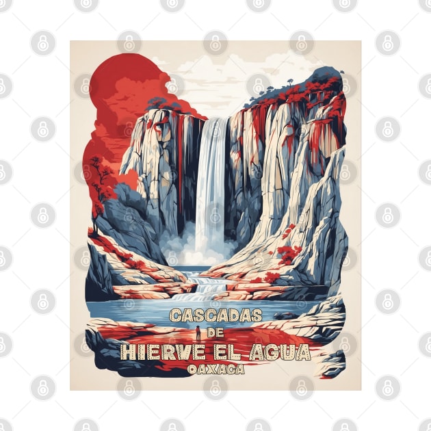 Cascadas de Hierve el Agua Mexico Vintage Poster Tourism by TravelersGems