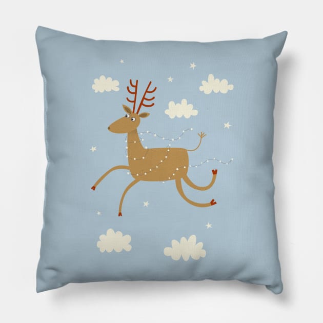 Flying Reindeer Pillow by NicSquirrell