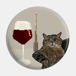 CAT MOOD - WINE pixelart Pin