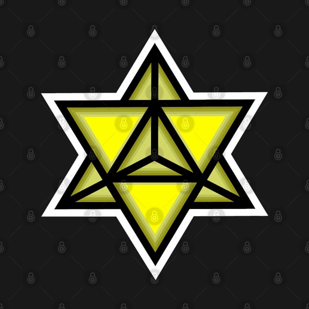 Merkaba Spiritual Symbol in Bright Yellow - Sacred Geometry - Solar Merkabah Shape - Merkaba by Bleeding Red Paint