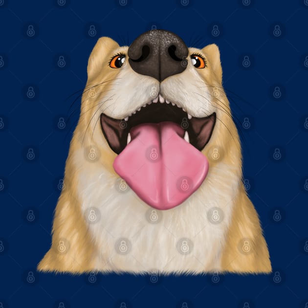 Goofy corgi dog portrait by illograph