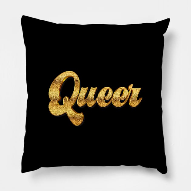 Queer // Retro Typography Design Pillow by DankFutura