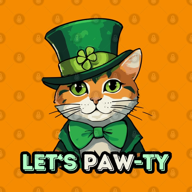 Let's Pawty St Patricks Day Cat by Mey Designs