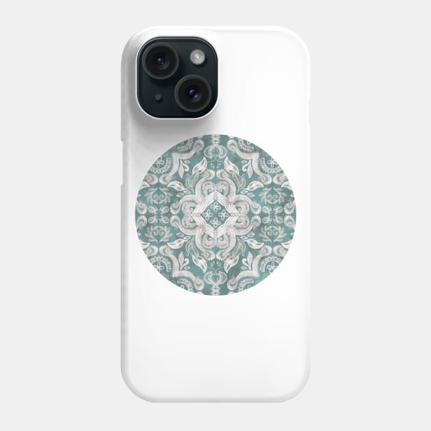 Teal and grey dirty denim textured boho pattern Phone Case by micklyn