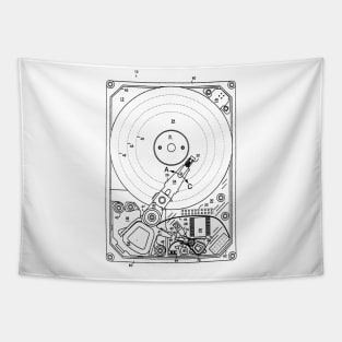 Hard Disk Drive Vintage Patent Hand Drawing Tapestry