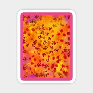 Autumn Falling Leaves Pattern with Dreamy Colorful Background Magnet