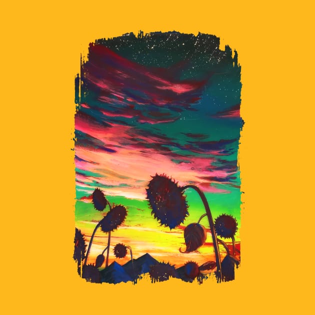 Sunflower Sunset Original Painting by Iceuh1