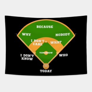 Whos on First Baseball Diamond Fielding Card Tapestry