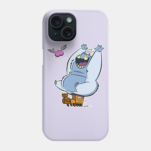 Yeti Riding a Hype Train with a Flying Butt Phone Case by westinchurch