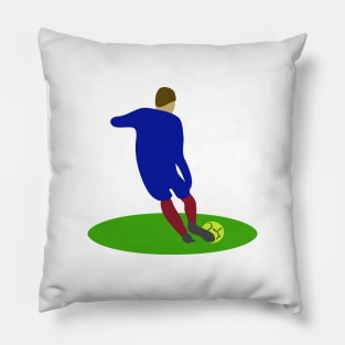 Football player with the ball. Sport. Football game, soccer. Interesting design, modern, interesting drawing. Hobby and interest. Concept and idea. Pillow