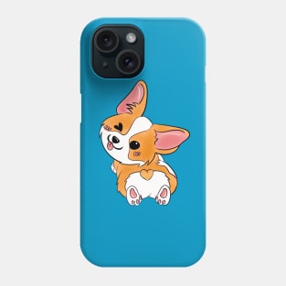 Winking Corgi Love Button: Adorable Kawaii Design with a Heart-Shaped Tail Phone Case