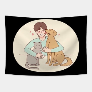 i love cats and dogs,cat lover,dog lover,catshirt,dogshirt Tapestry