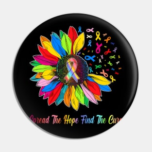 Fight Cancer In All Color Ribbon Spread The  Find a Cure Pin