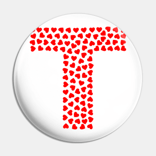 Letter T Heart Shape Initial Pin