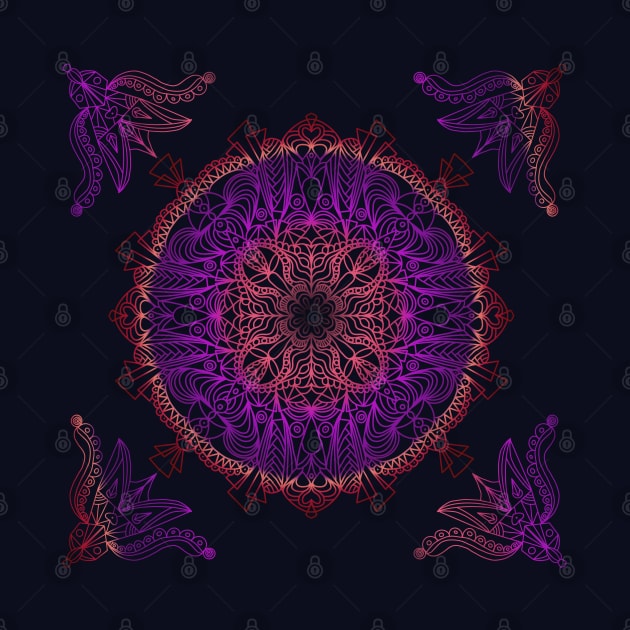 Purple Gradient Mandala Design on Black Background by ArtMorfic