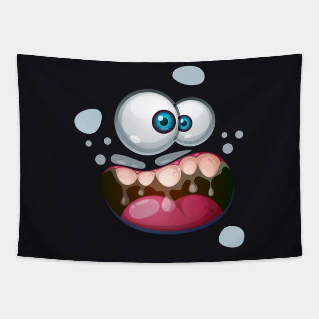 Scary Halloween Monster Face Screaming Tapestry by BlindVibes